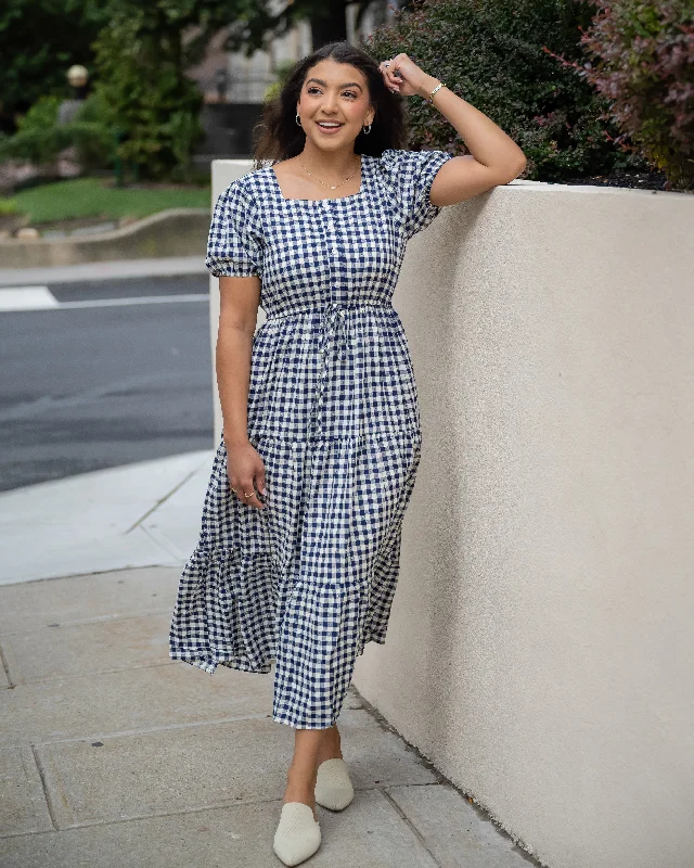 Summer Days Gingham Swiss Dot Dress Backless unclassified dresses