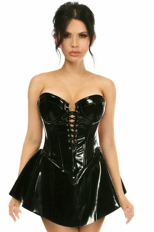 Black Patent Steel Boned Corset Dress Elegant evening unclassified dresses