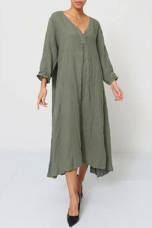 VNeck Linen Dress Cotton unclassified dresses