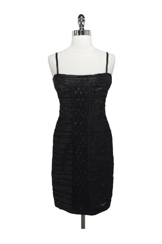 BCBG Max Azria - Black Strapless Dress w/ Lace Sz 10 Blue Lace Dress