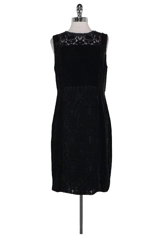 Elie Tahari - Black Velvet & Lace Dress Sz 8 Lace Dress Casual