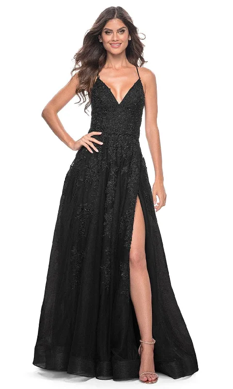 La Femme 32303 - Sleeveless Rhinestone Lace Prom Gown Lace Evening Dress