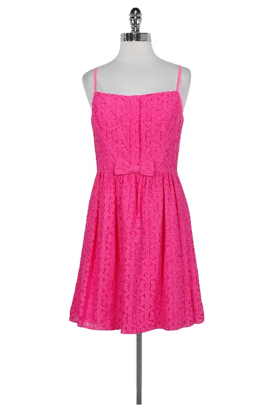 Lilly Pulitzer - Hot Pink Lace Dress Sz 6 Sleeveless Lace Dress