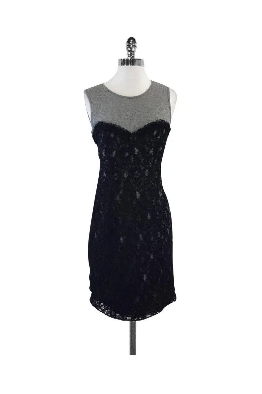 Love Moschino - Grey & Black Lace Dress Sz 4 Lace Dress Chic