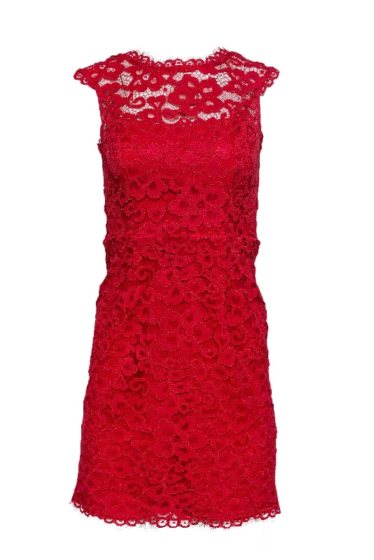 Shoshanna - Red Lace Dress Sz 0 Lace Evening Gown