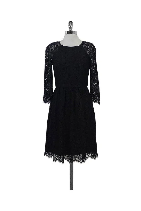 Trina Turk - Black Lace Fit & Flare Dress Sz 2 Sheer Lace Dress