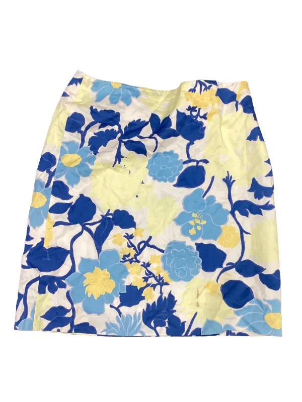 Blue & Yellow Skirt Mini & Short Ann Taylor, Size 2petite Fringed Mini Skirt