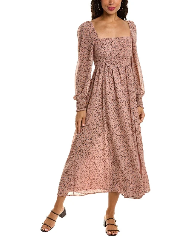 O.P.T. Classic Smocked Maxi Dress Comfortable Long Skirt