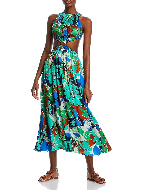 Theia Womens Printed Cut-Out Maxi Dress Maxi Skirt Trend