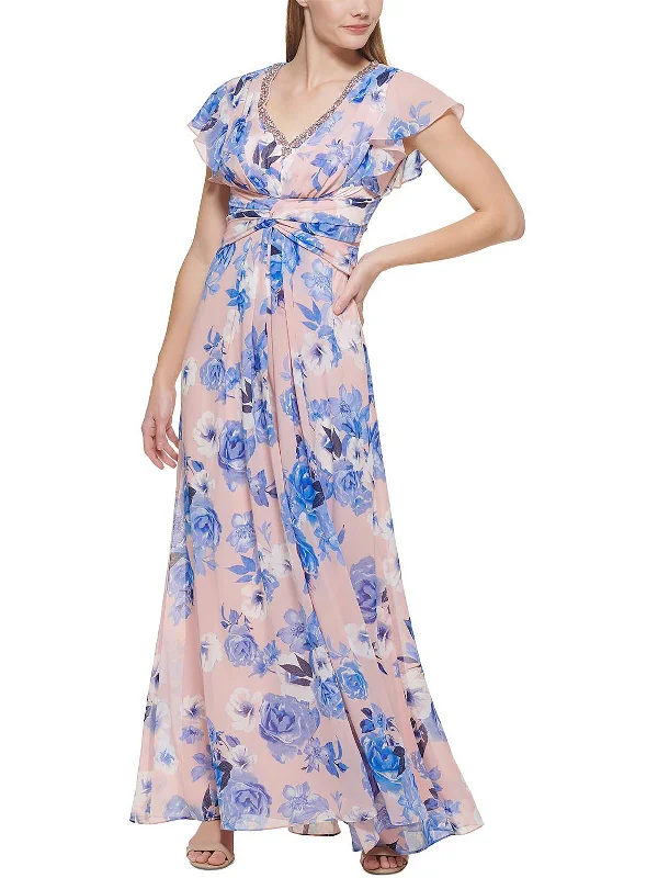 Womens Floral Maxi Evening Dress Comfortable Maxi Look