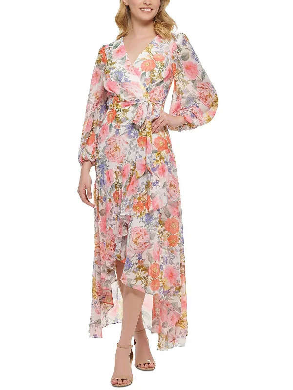 Womens Floral Print Maxi Wrap Dress Wrap Maxi Skirt