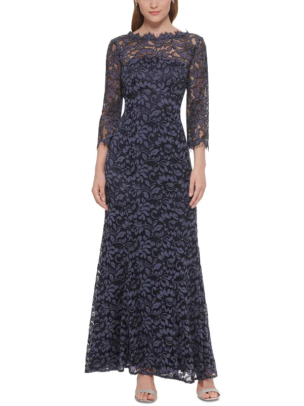 Womens Lace Long Evening Dress Denim Maxi Skirt