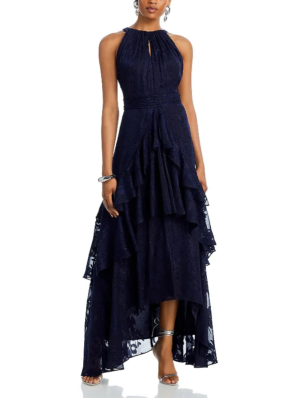 Womens Ruffled Maxi Evening Dress Chic Maxi Skirt