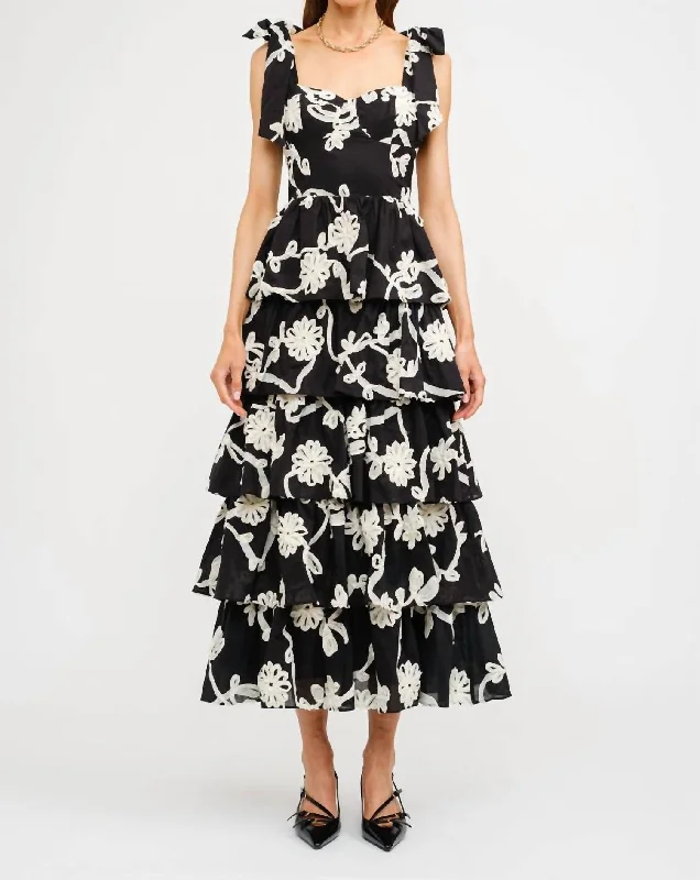 Floral Midi Dress In Black Everyday Midi Skirt