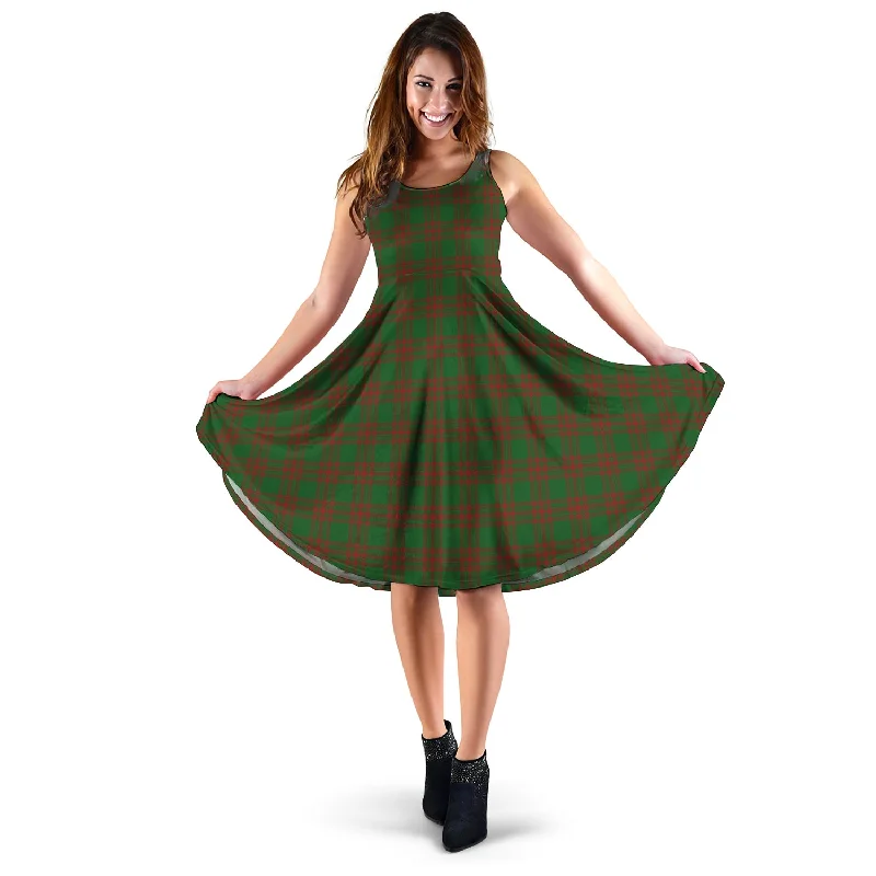 Menzies Tartan Sleeveless Midi Womens Dress Midi Skirt Set