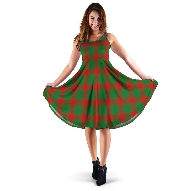 Middleton Modern Tartan Sleeveless Midi Womens Dress Floral A-line Skirt