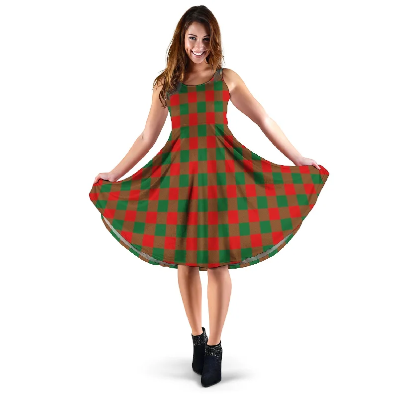 Moncrieff Modern Tartan Sleeveless Midi Womens Dress Elegant Satin Skirt