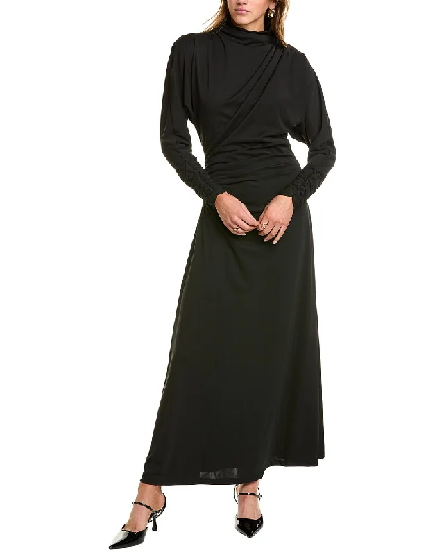 Nicholas Cora Funnel Neck Dolman Ls Midi Dress Sporty Midi Skirt