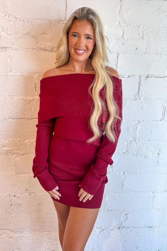 Cranberry Sweater Dress Long Sleeve Sweater Dress