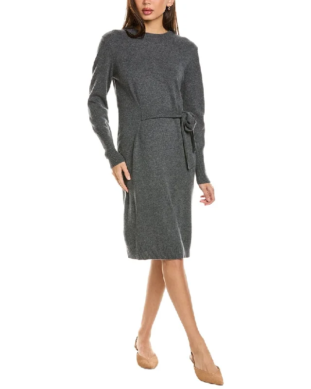 Forte Cashmere Tie Waist Cashmere Sweaterdress Long Sleeve Sweater