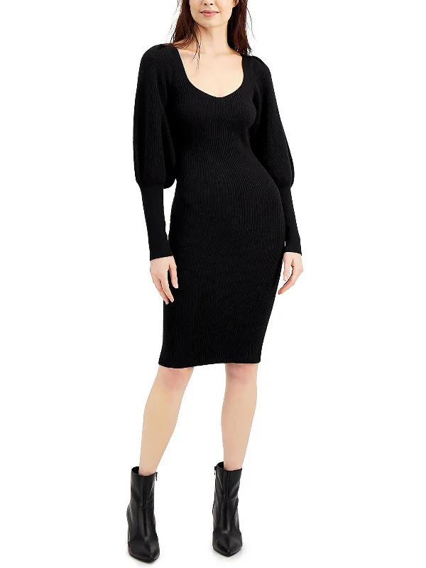 Joss Womens Scoop Neck Knee-Length Sweaterdress Simple Sweater Dress