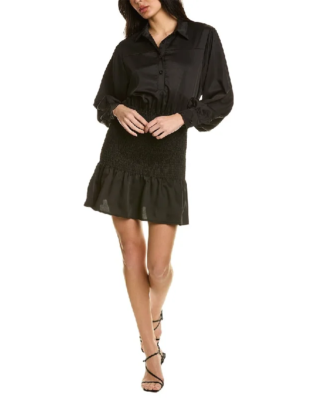 Avantlook Smocked Shirt Dress Layered Shirt Dress