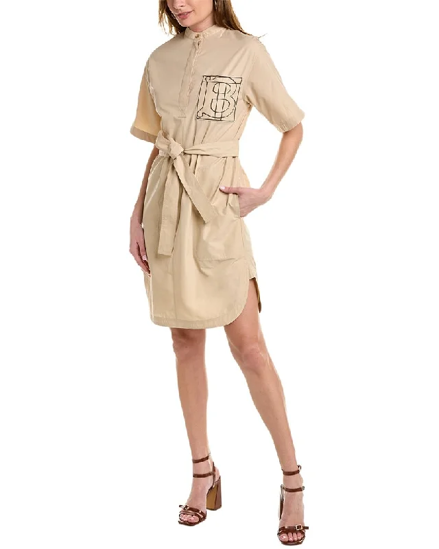 Burberry Logo Embroidered Shirtdress Casual Dress Shirt