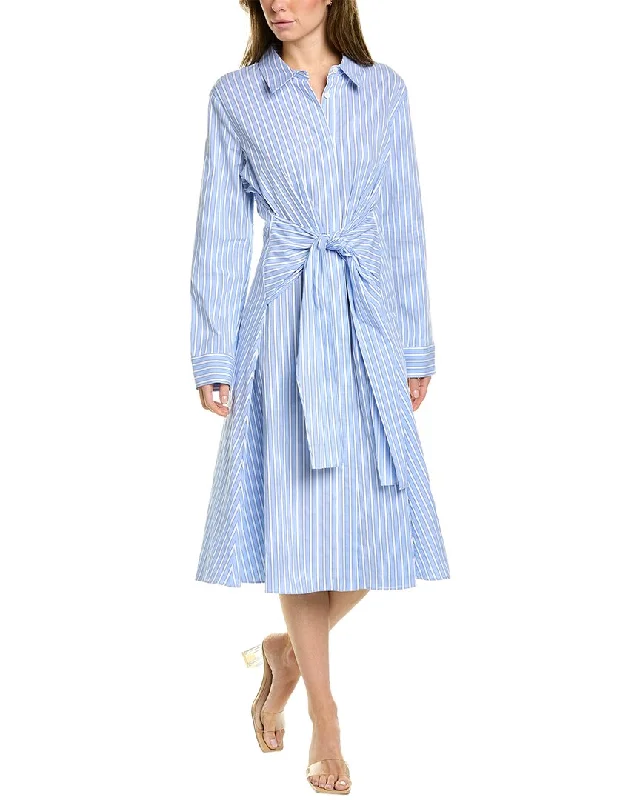 Donna Karan Hip Tie Shirtdress Midi Shirt Dress