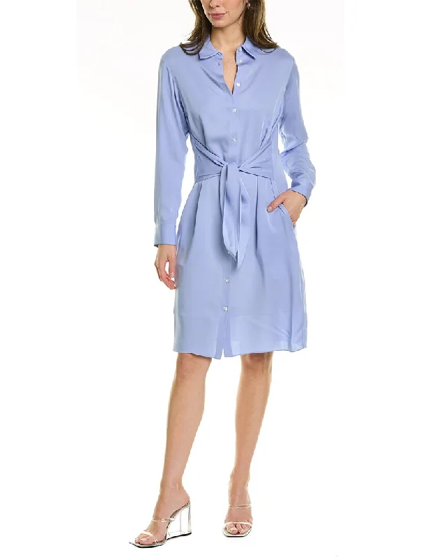 Theory Modern Silk Shirtdress Flared Shirt Dress