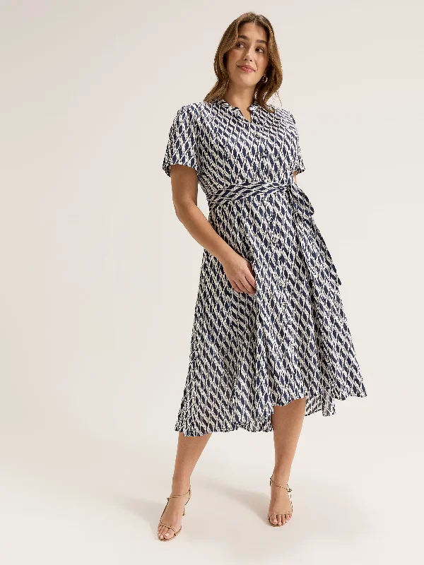 Trellis Shirtdress Midi Shirt Dress