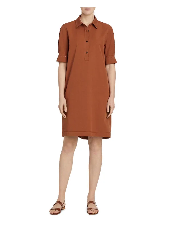 Wyman Womens Woven Polo Shirtdress Loose Shirt Dress